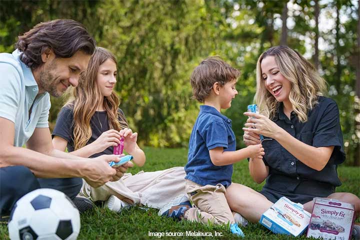 Family enjoying Melaleuca's Simply Fit snack bars