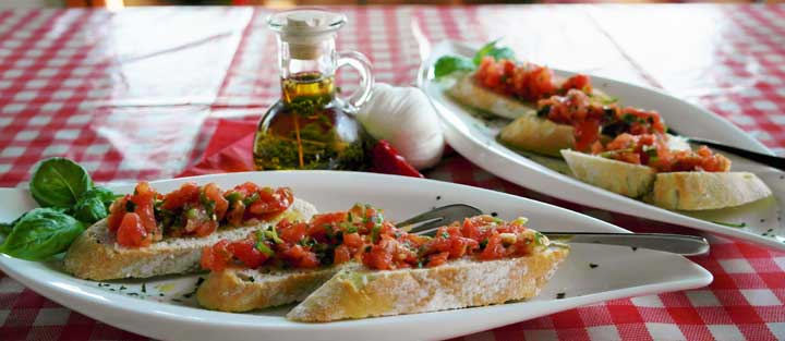 Heirloom tomato basil bruschetta